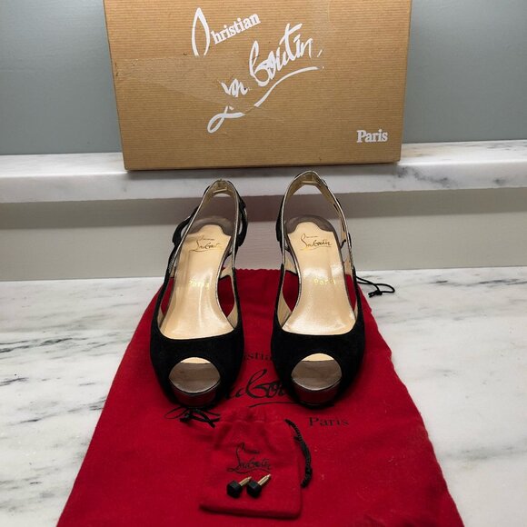 Christian Louboutin Lock Nita Suede Slingback - Picture 1 of 9